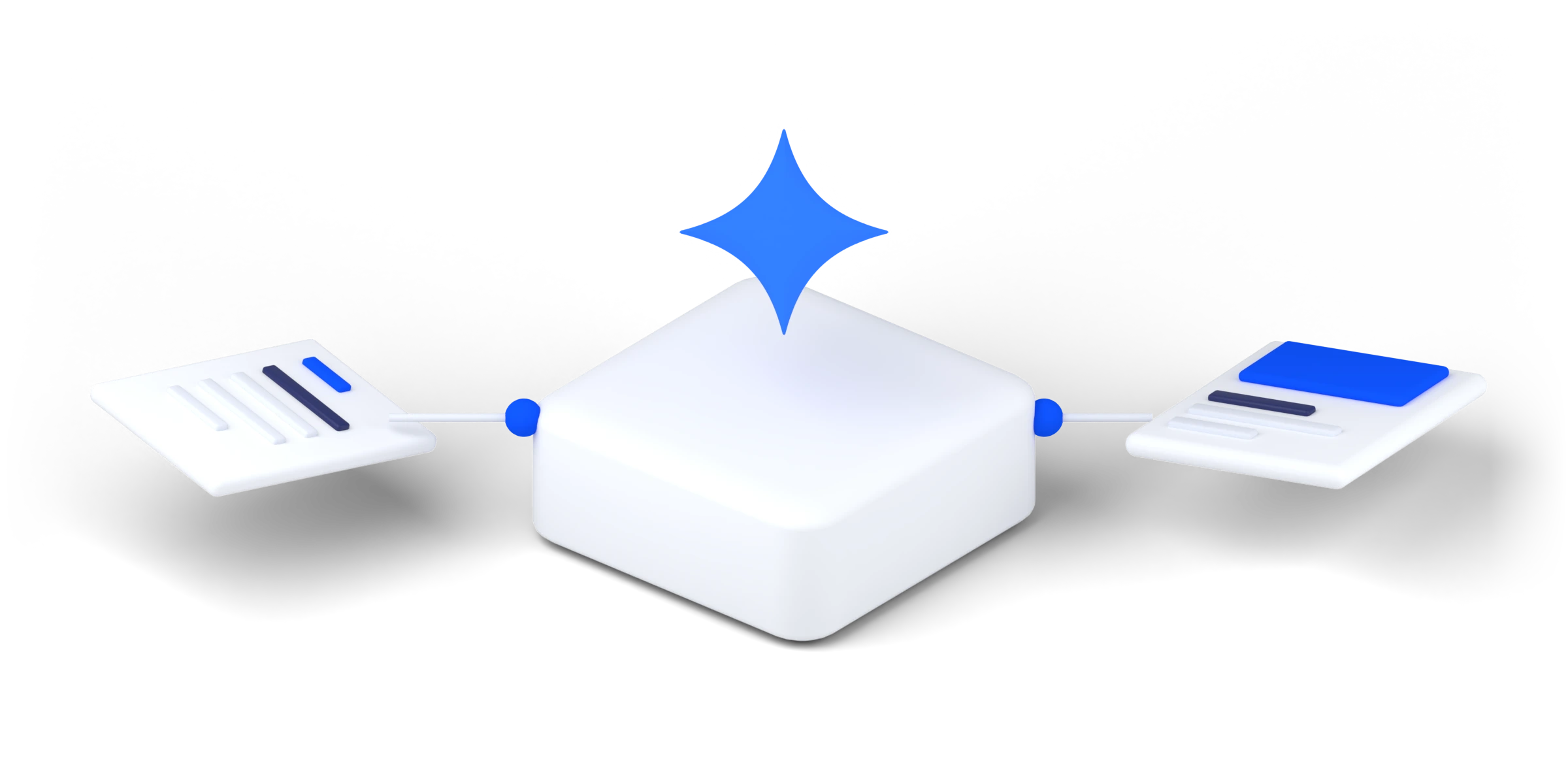 A document card on the left, a processing block with the Spark in the middle, and a result card on the right, connected by one line.